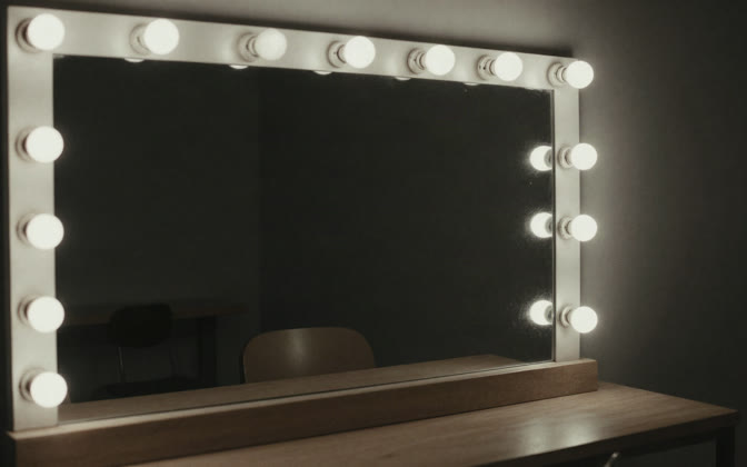 Mirror, half the bulbs gone